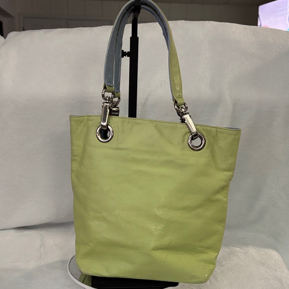 Talbots Lime Green Tote with Silver Details - Preloved 🩷